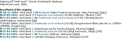 Søgeresultat  fra DOF-basen